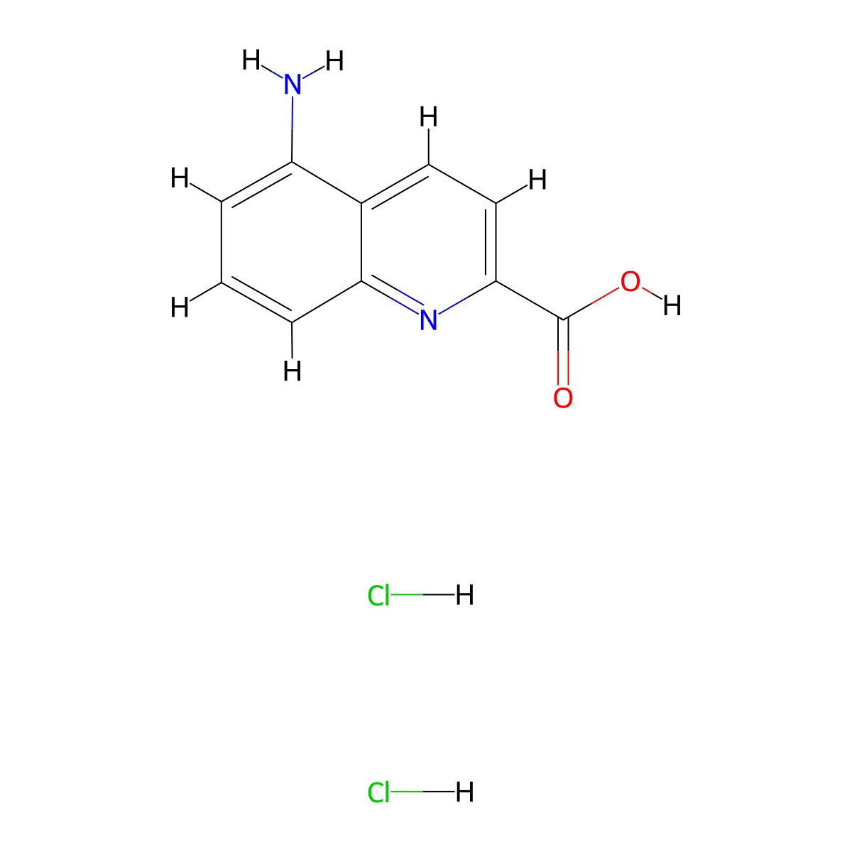 5-Aminoquinoline-2-carboxylic acid;dihydrochloride molecular structure, CAS 2940945-85-5