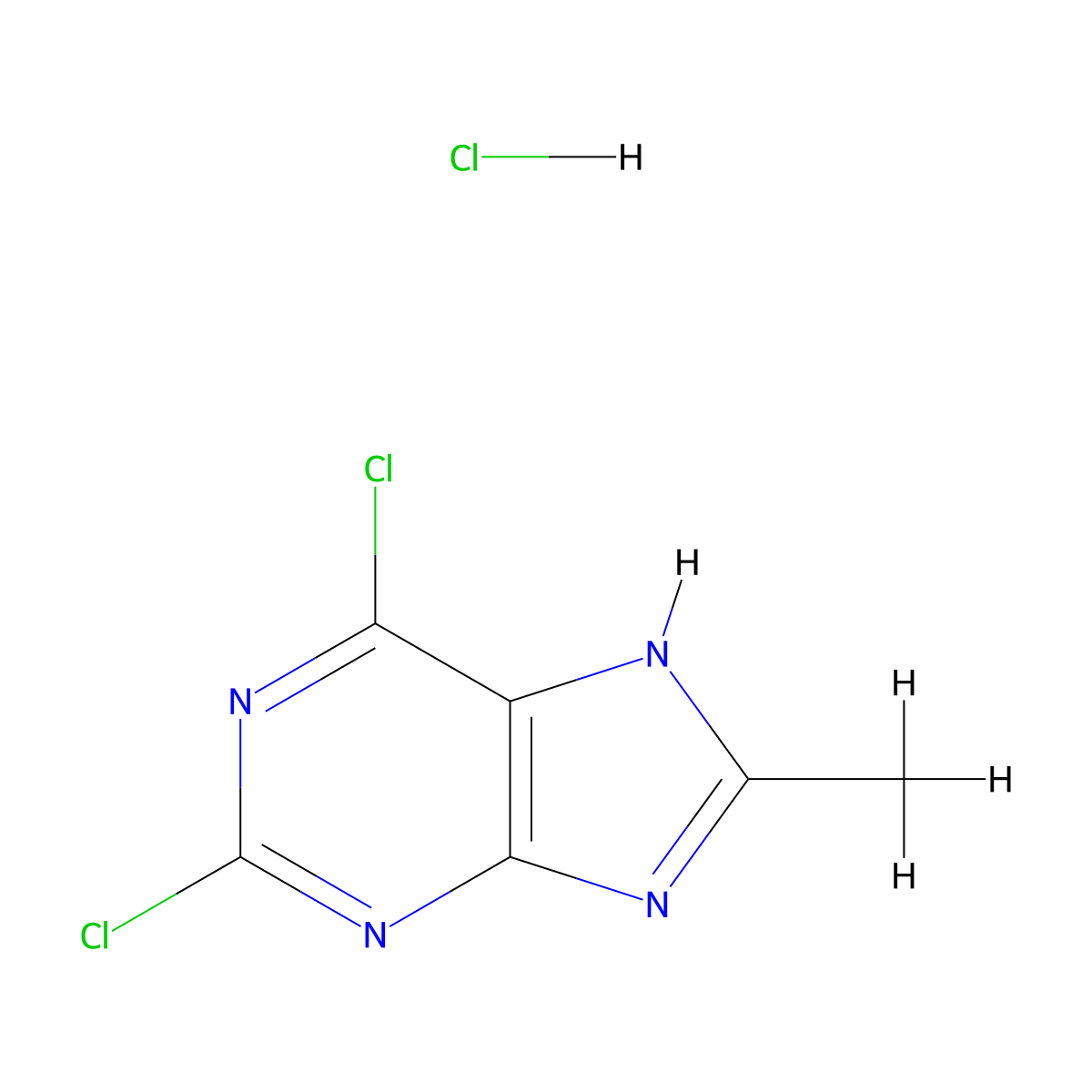 2,6-dichloro-8-methyl-9H-purine;hydrochloride molecular structure, CAS 2940945-91-3