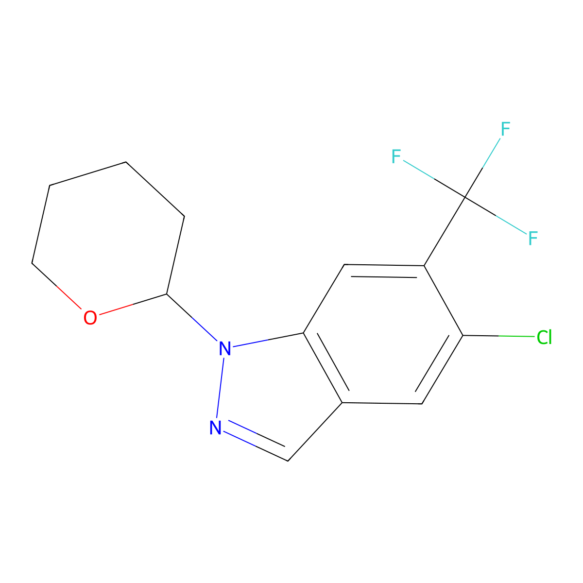 5-Chloro-1-tetrahydropyran-2-yl-6-(trifluoromethyl)indazole molecular structure, CAS 2940946-28-9