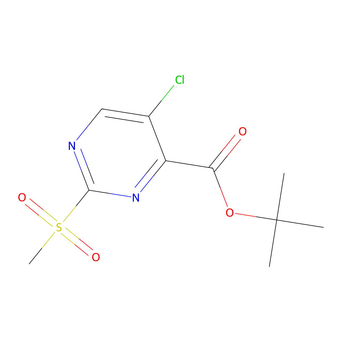 Tert-butyl 5-chloro-2-methylsulfonyl-pyrimidine-4-carboxylate molecular structure, CAS 2940947-72-6