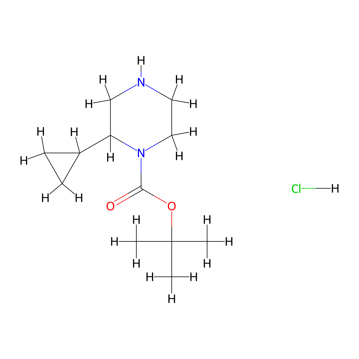 Tert-butyl 2-cyclopropylpiperazine-1-carboxylate;hydrochloride molecular structure, CAS 2940947-82-8