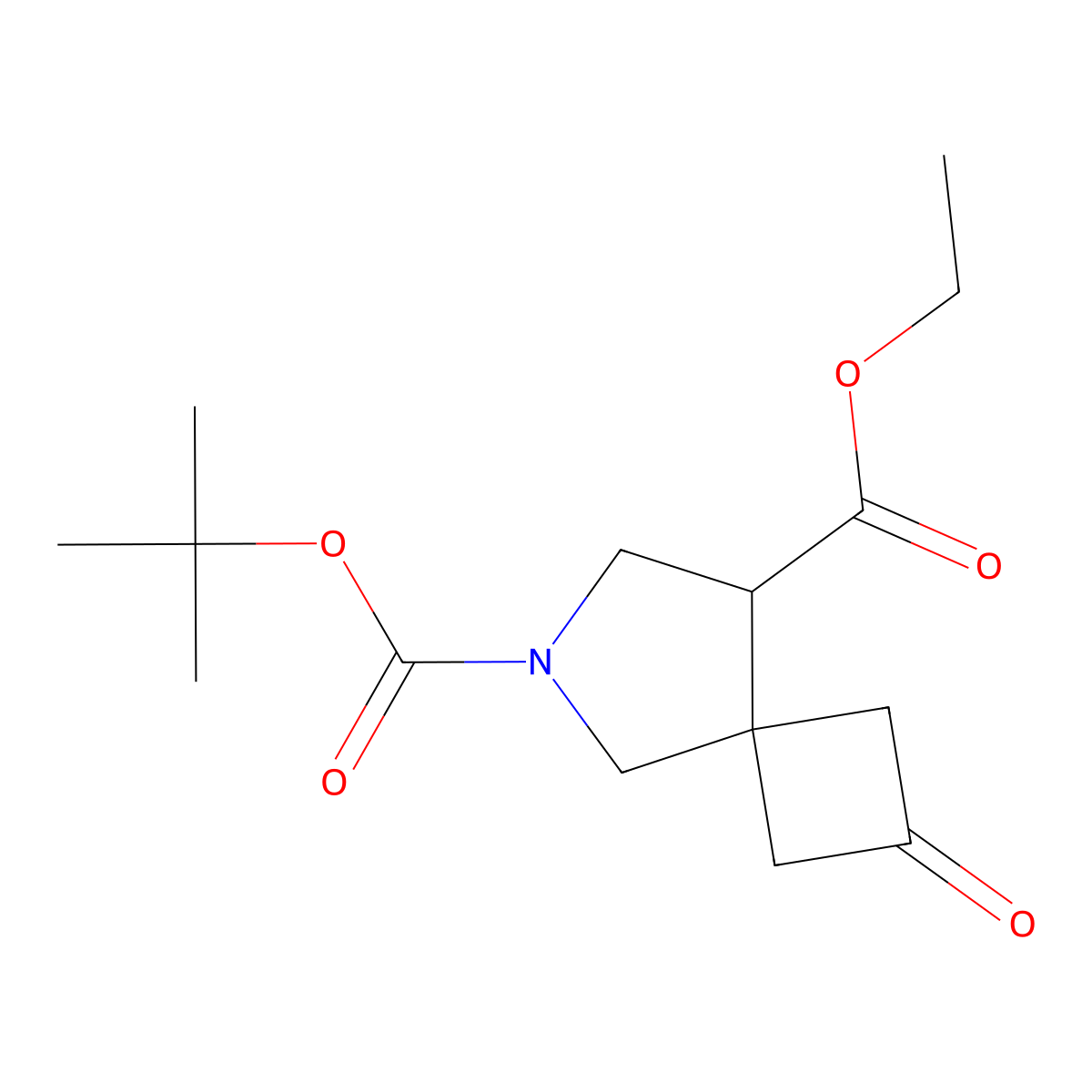O6-tert-butyl O8-ethyl 2-oxo-6-azaspiro[3.4]octane-6,8-dicarboxylate molecular structure, CAS 2940948-01-4