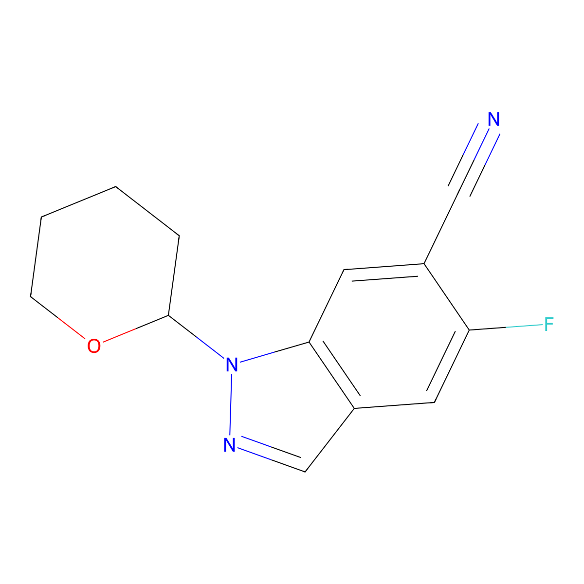 5-Fluoro-1-tetrahydropyran-2-yl-indazole-6-carbonitrile molecular structure, CAS 2940948-19-4