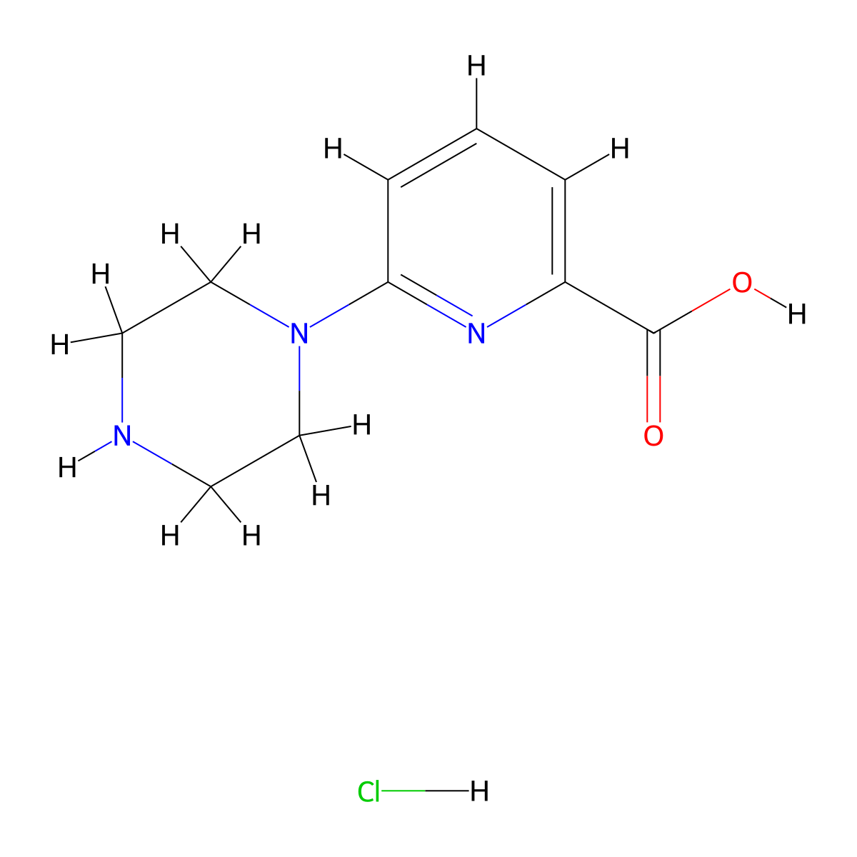 6-Piperazin-1-ylpyridine-2-carboxylic acid;hydrochloride molecular structure, CAS 2940948-44-5