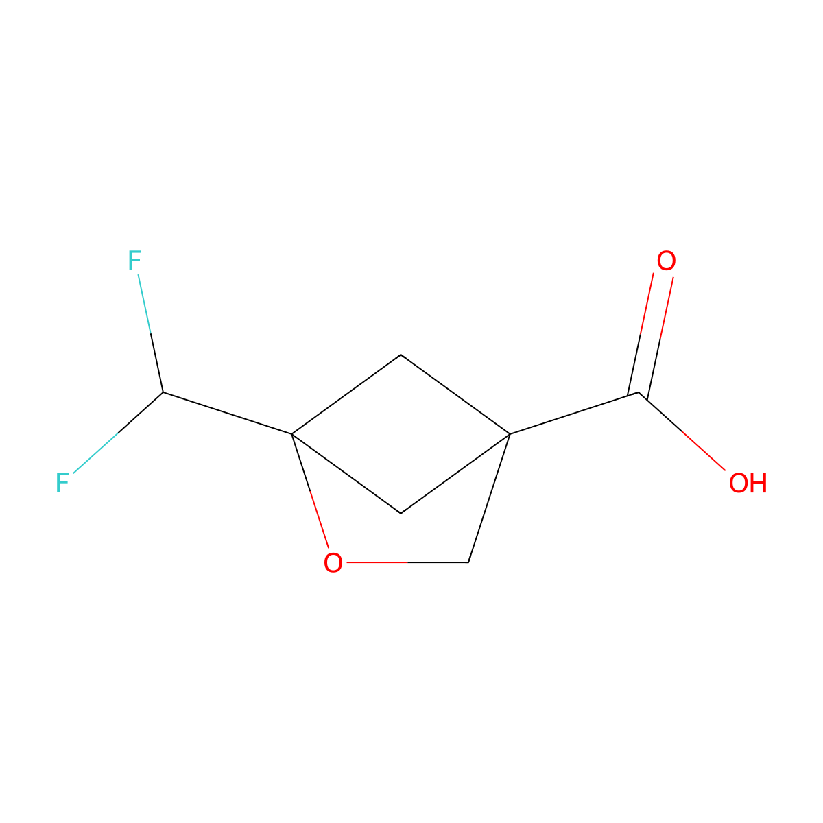 1-(Difluoromethyl)-2-oxabicyclo[2.1.1]hexane-4-carboxylic acid molecular structure, CAS 2940948-67-2