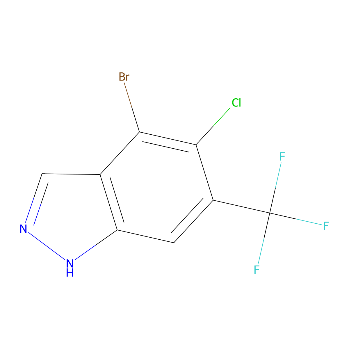 4-Bromo-5-chloro-6-(trifluoromethyl)-1H-indazole molecular structure, CAS 2940949-06-2