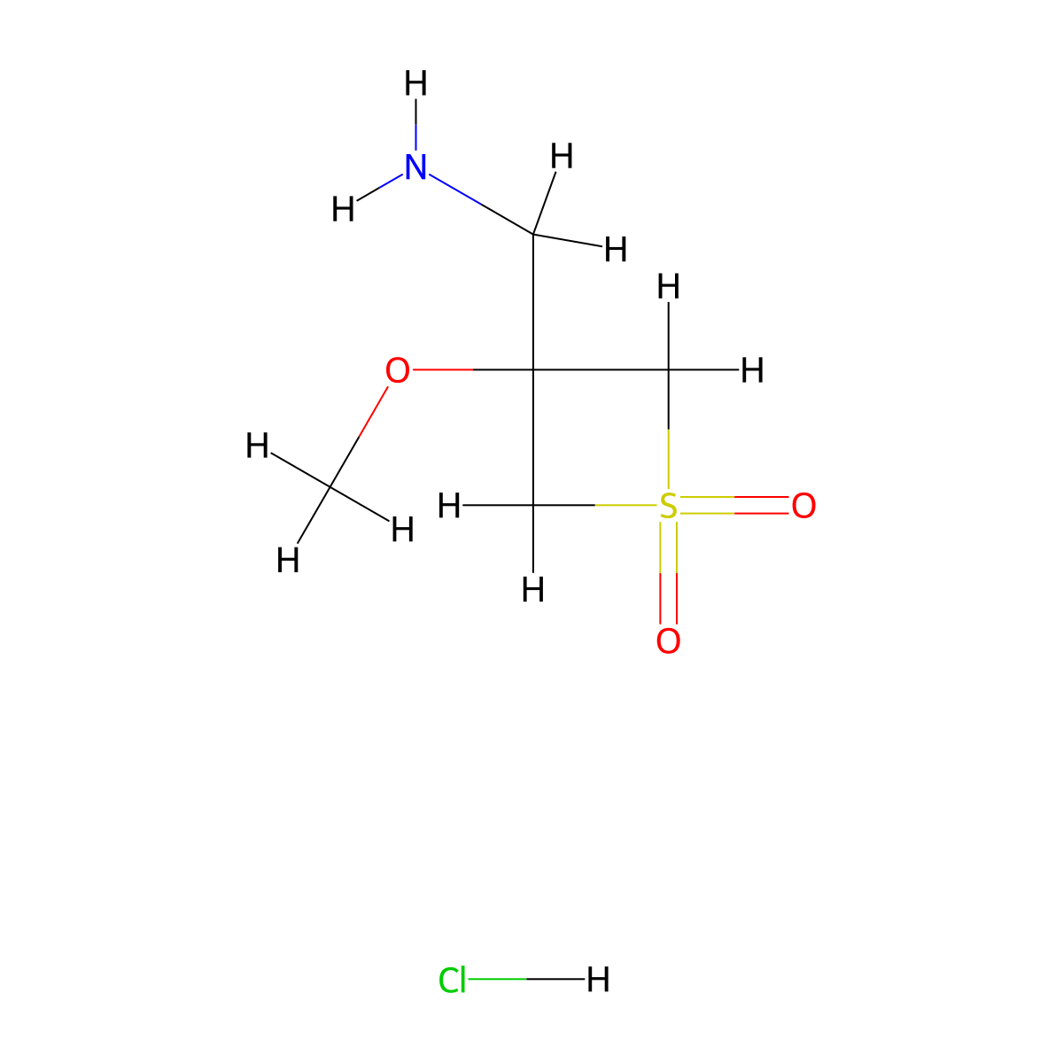 3-(Aminomethyl)-3-methoxy-1lambda6-thietane-1,1-dione hydrochloride molecular structure, CAS 2940949-20-0