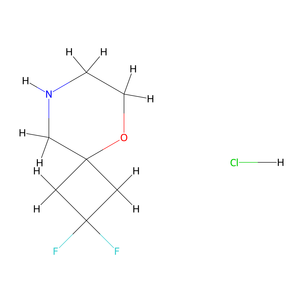 2,2-Difluoro-5-oxa-8-azaspiro[3.5]nonane;hydrochloride molecular structure, CAS 2940949-89-1