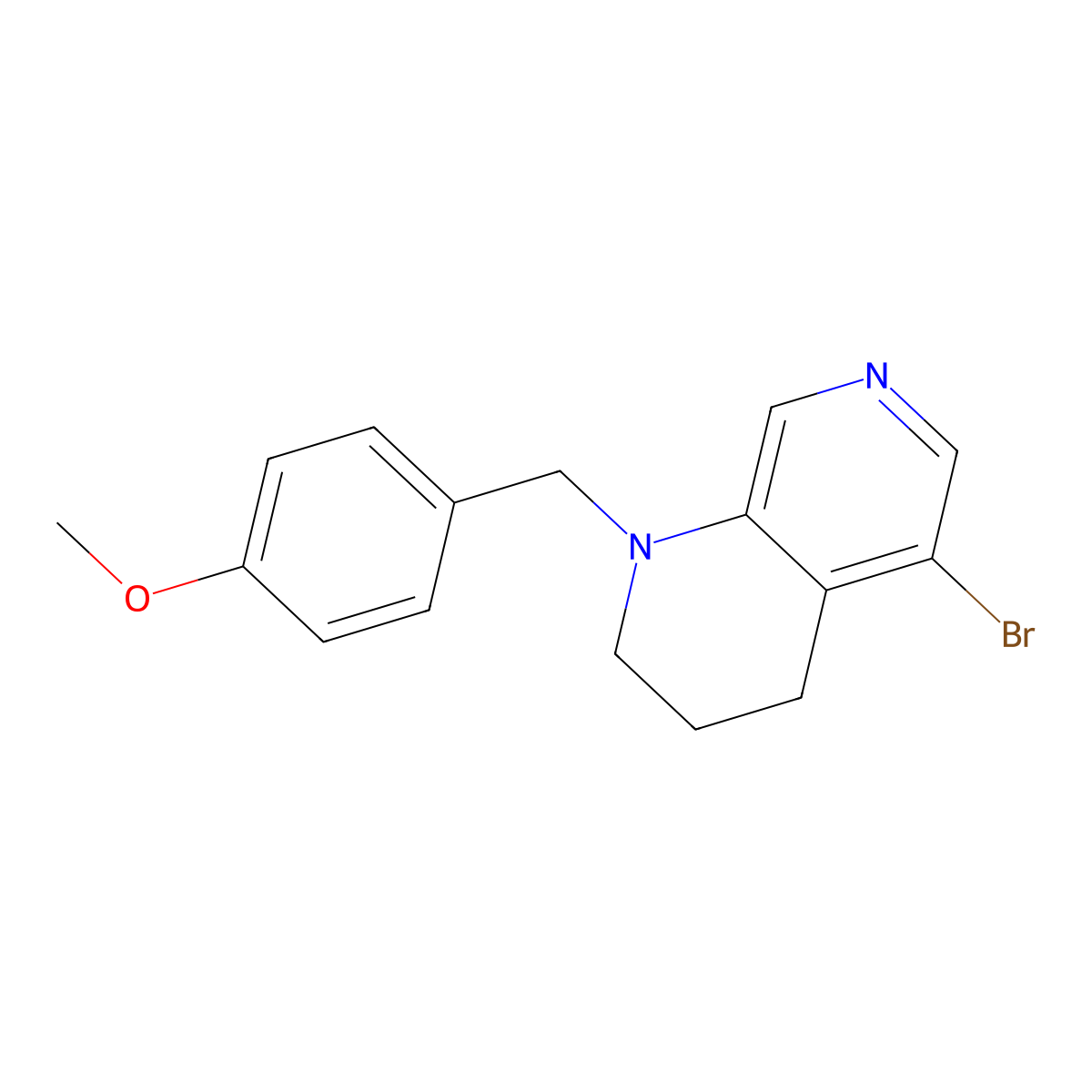 5-bromo-1-[(4-methoxyphenyl)methyl]-3,4-dihydro-2H-1,7-naphthyridine molecular structure, CAS 2940949-90-4
