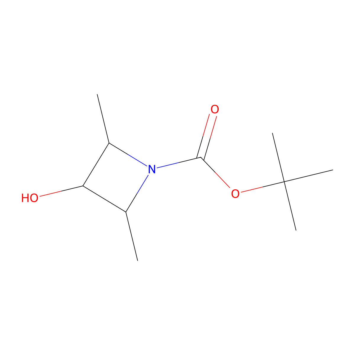 Tert-butyl 3-hydroxy-2,4-dimethyl-azetidine-1-carboxylate molecular structure, CAS 2940950-42-3