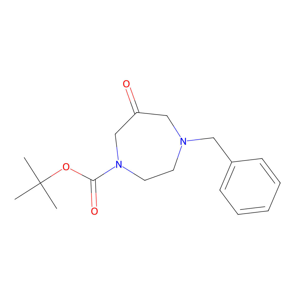 Tert-butyl 4-benzyl-6-oxo-1,4-diazepane-1-carboxylate molecular structure, CAS 2940950-79-6