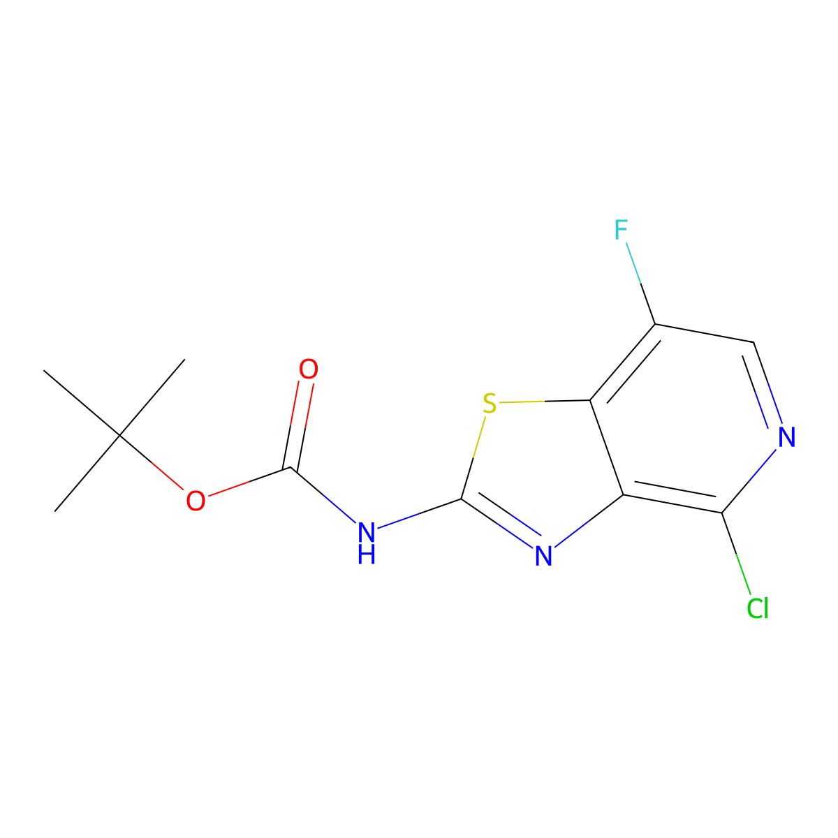 tert-butyl N-(4-chloro-7-fluoro-(1,3)thiazolo(4,5-c)pyridin-2-yl)carbamate molecular structure, CAS 2940951-96-0