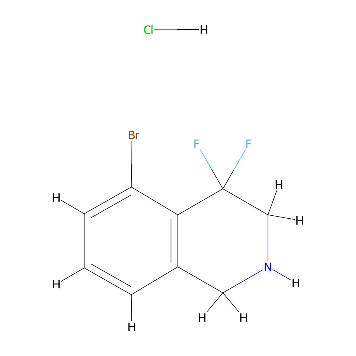 5-bromo-4,4-difluoro-2,3-dihydro-1H-isoquinoline;hydrochloride molecular structure, CAS 2940952-19-0