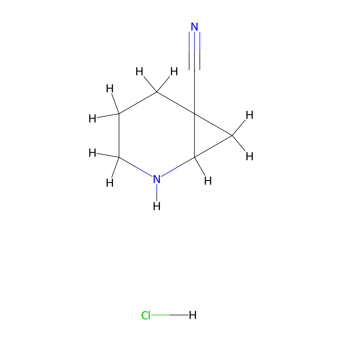 2-Azabicyclo[4.1.0]heptane-6-carbonitrile;hydrochloride molecular structure, CAS 2940952-30-5