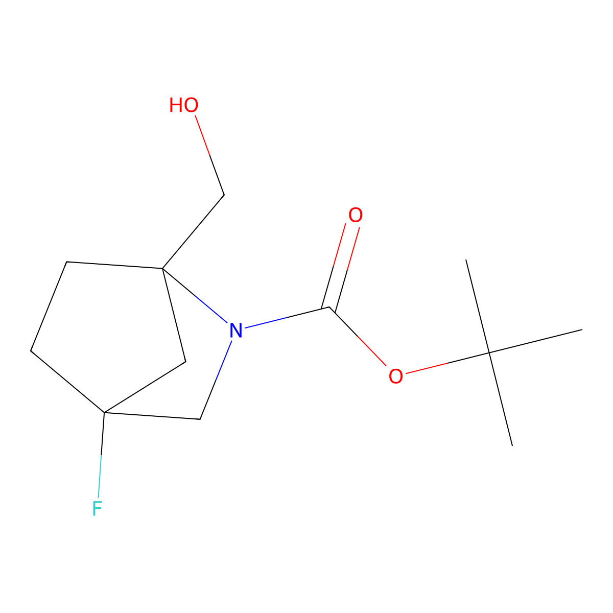Tert-butyl 4-fluoro-1-(hydroxymethyl)-2-azabicyclo[2.2.1]heptane-2-carboxylate molecular structure, CAS 2940952-69-0