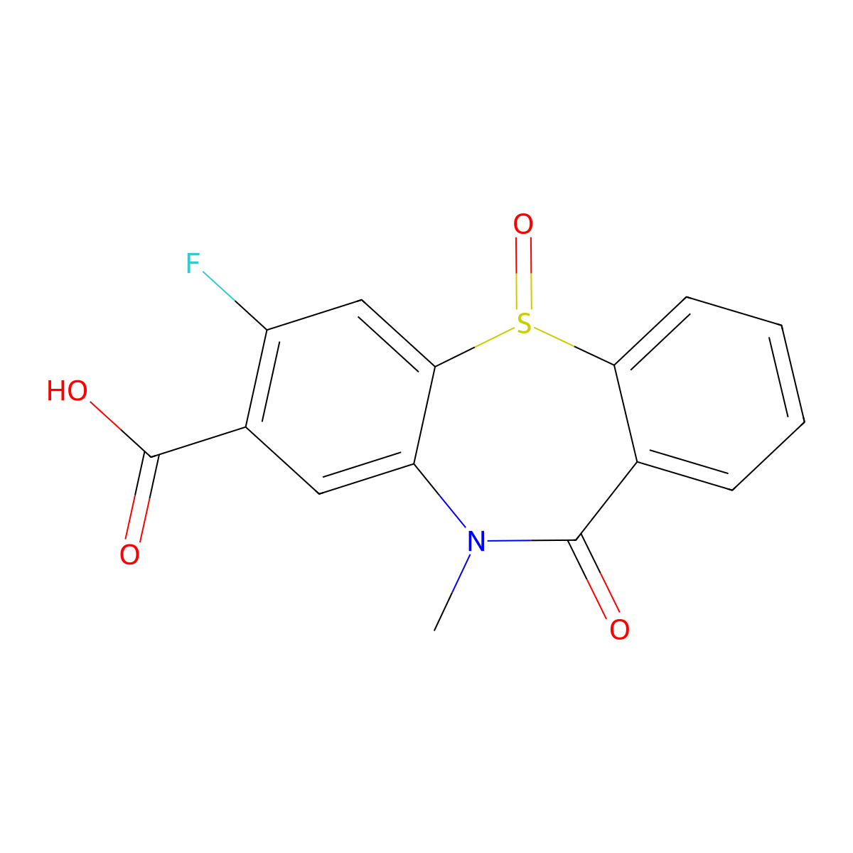 7-Fluoro-10-methyl-11-oxo-10,11-dihydrodibenzo[b,f][1,4]thiazepine-8-carboxylic acid 5-oxide molecular structure, CAS 2940952-87-2