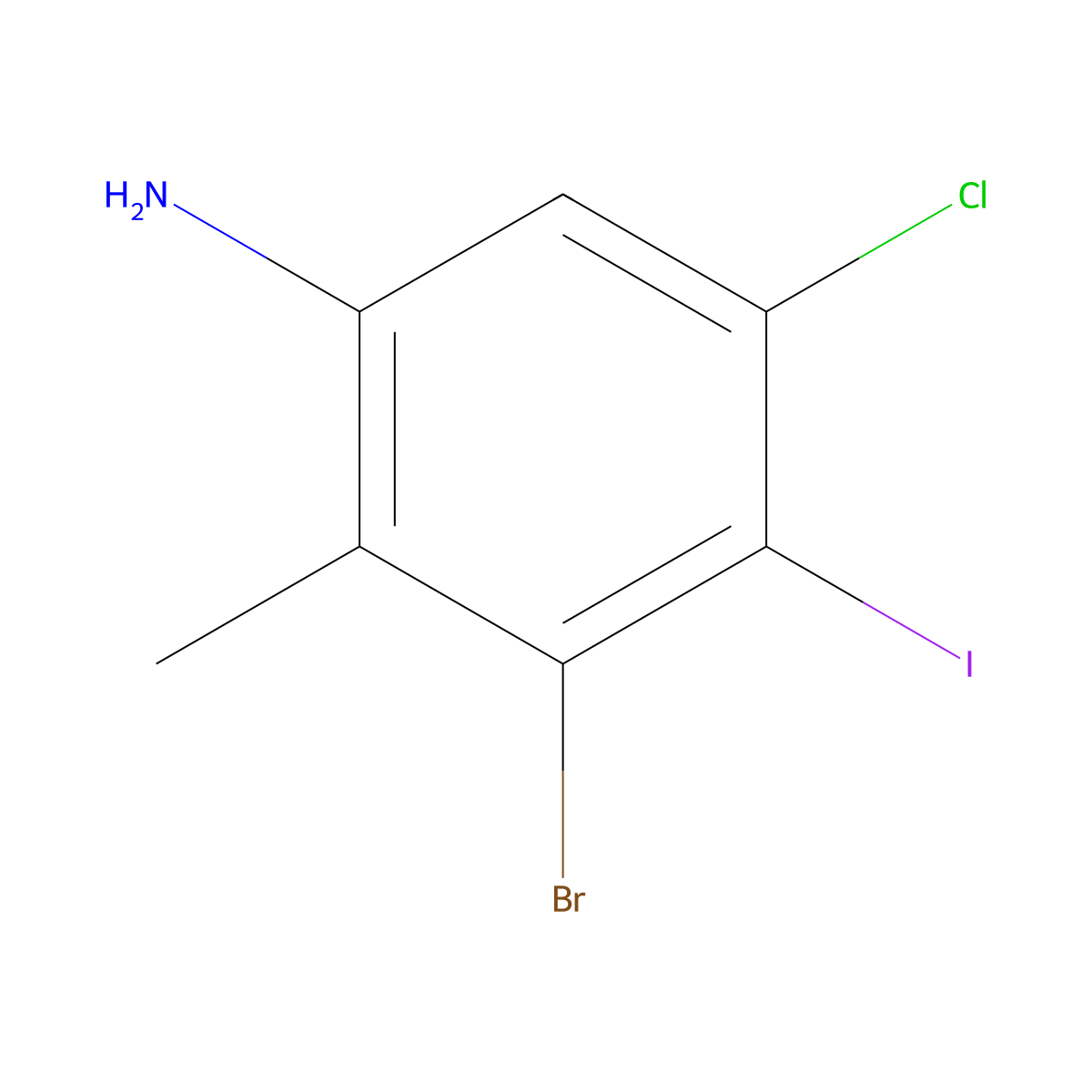3-Bromo-5-chloro-4-iodo-2-methyl-aniline molecular structure, CAS 2940954-02-7