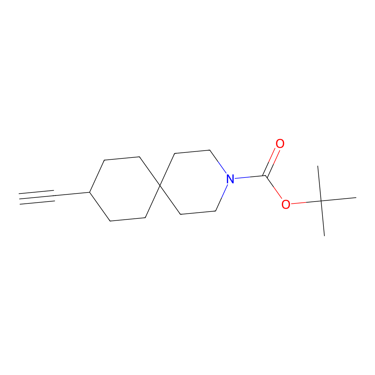 tert-Butyl 9-ethynyl-3-azaspiro[5.5]undecane-3-carboxylate molecular structure, CAS 2940954-69-6