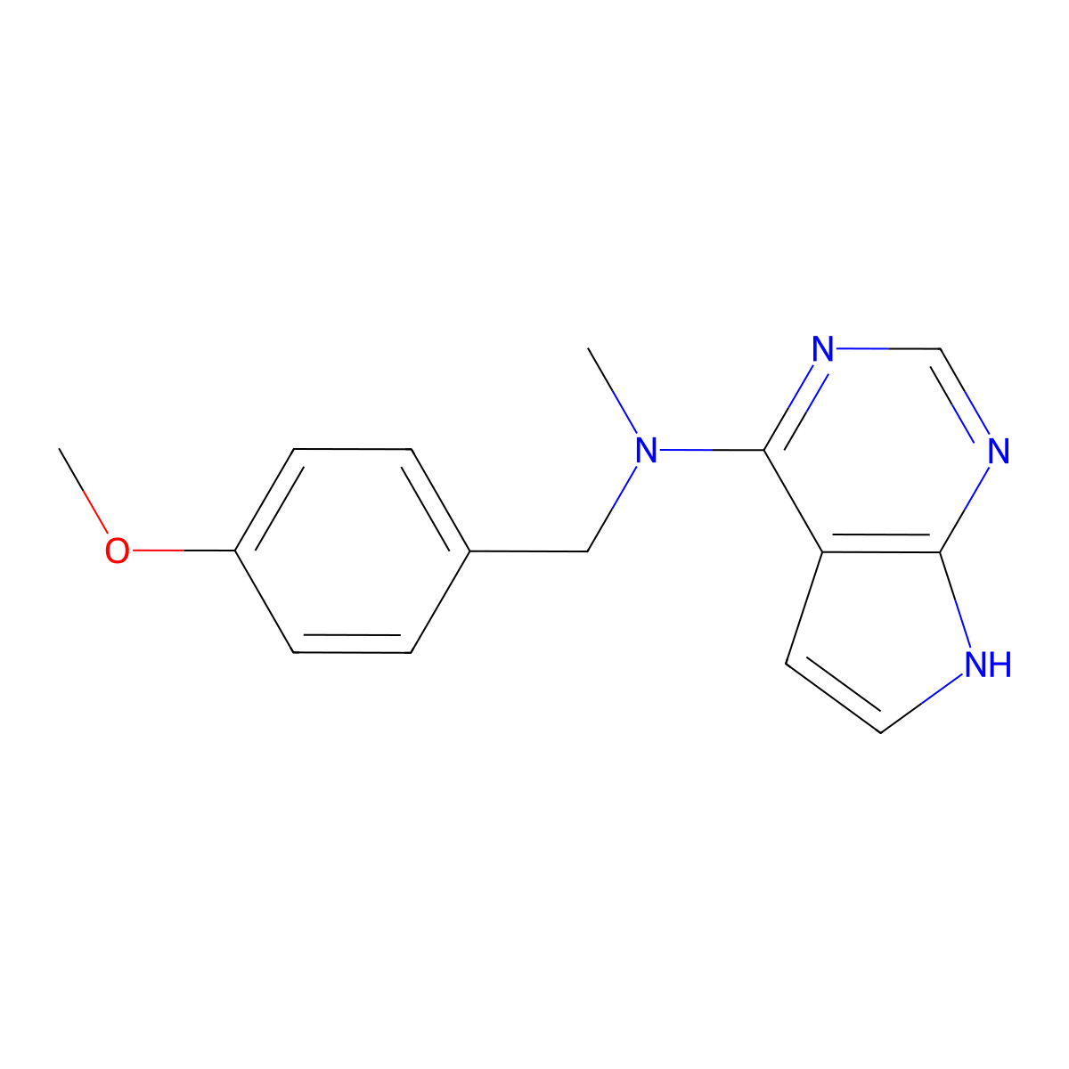 N-[(4-Methoxyphenyl)methyl]-N-methyl-7H-pyrrolo[2,3-D]pyrimidin-4-amine molecular structure, CAS 2940955-17-7
