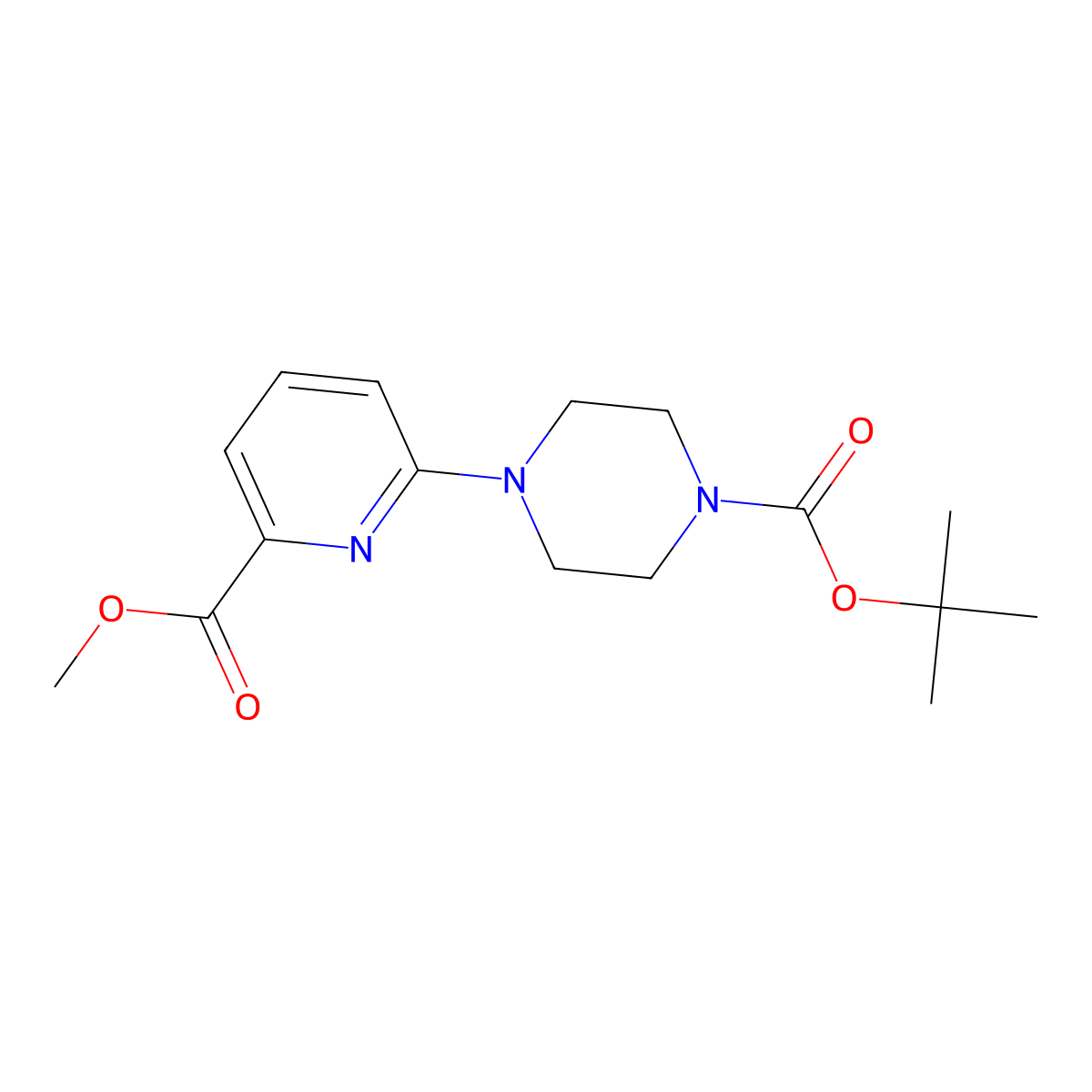 Tert-butyl 4-(6-methoxycarbonyl-2-pyridyl)piperazine-1-carboxylate molecular structure, CAS 2940955-50-8