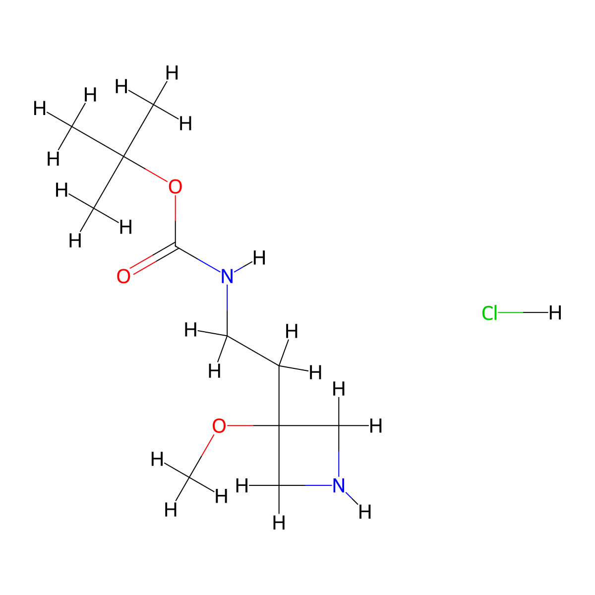 tert-butyl N-[2-(3-methoxyazetidin-3-yl)ethyl]carbamate;hydrochloride molecular structure, CAS 2940955-58-6