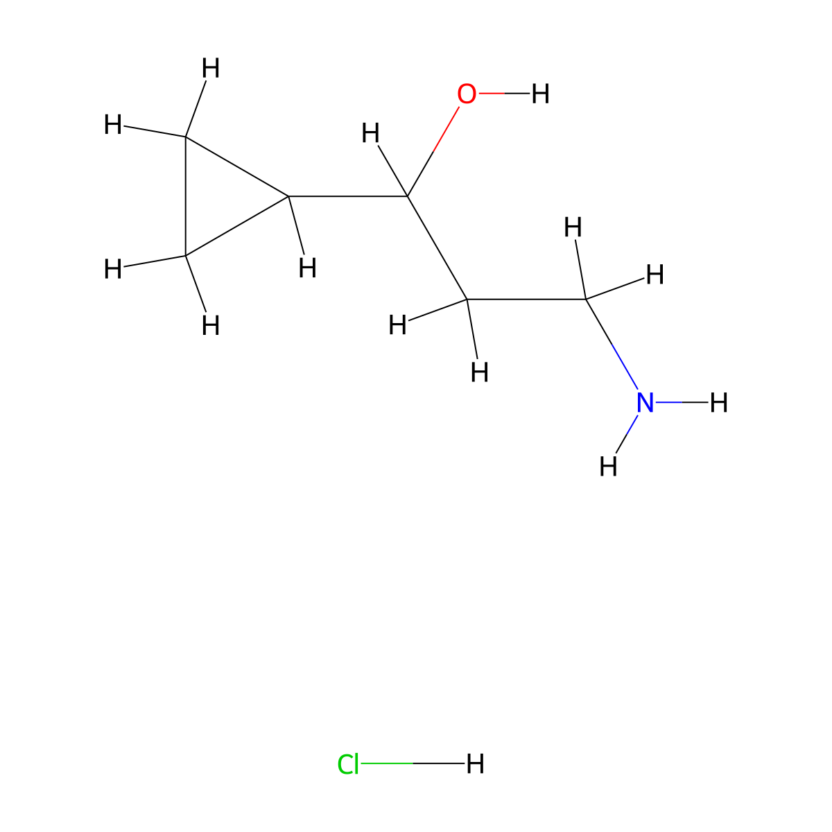 3-Amino-1-cyclopropyl-propan-1-ol;hydrochloride molecular structure, CAS 2940955-86-0