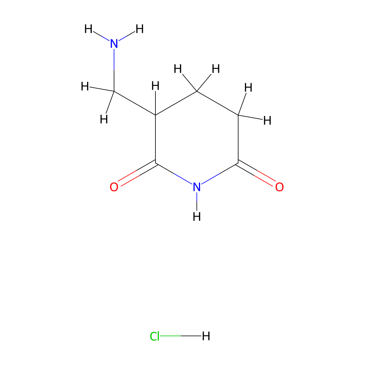 3-(Aminomethyl)piperidine-2,6-dione hydrochloride molecular structure, CAS 2940956-04-5