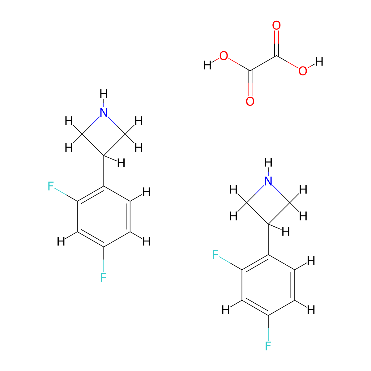 3-(2,4-Difluorophenyl)azetidine;hemi(oxalic acid) molecular structure, CAS 2940956-20-5