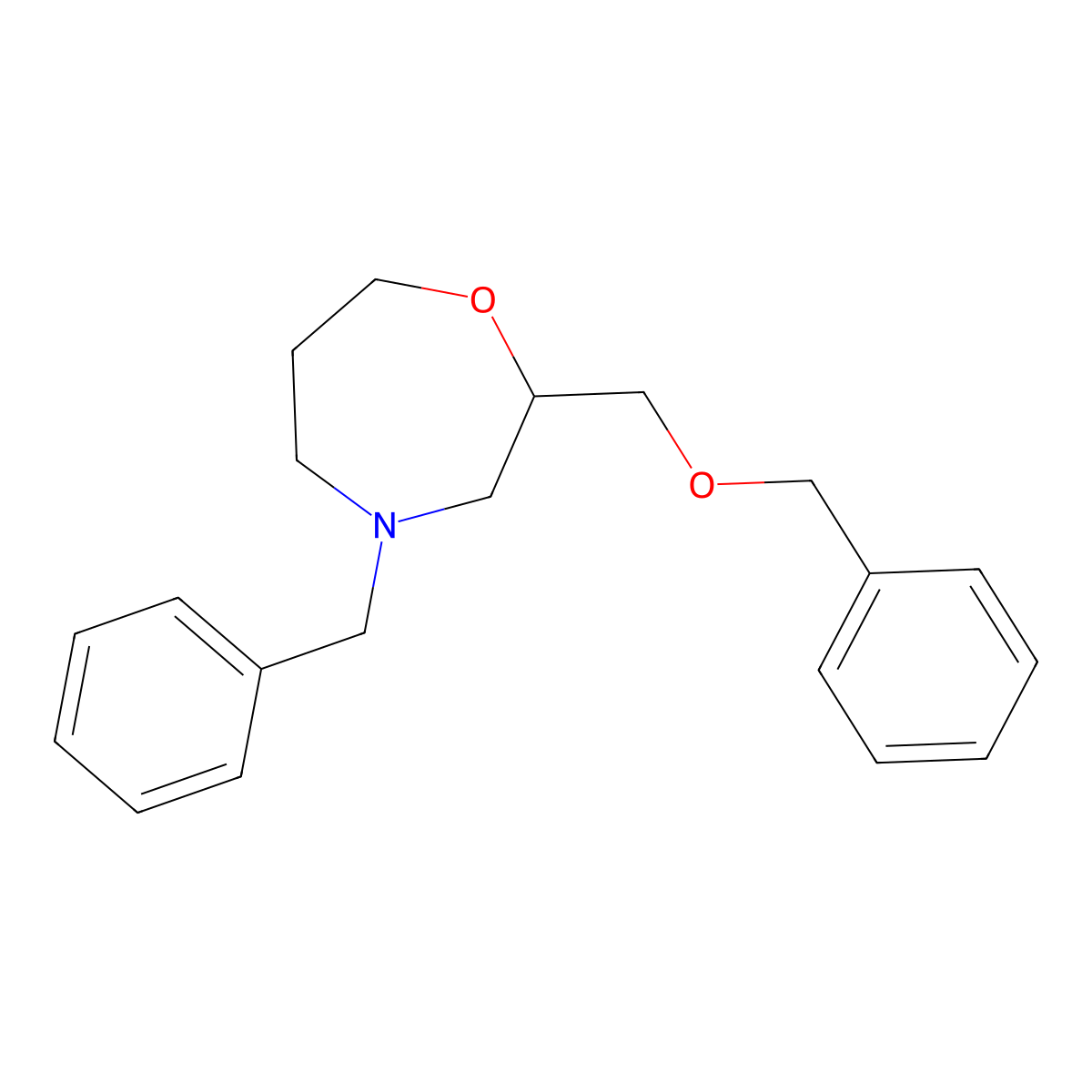 4-Benzyl-2-(benzyloxymethyl)-1,4-oxazepane molecular structure, CAS 2940956-39-6