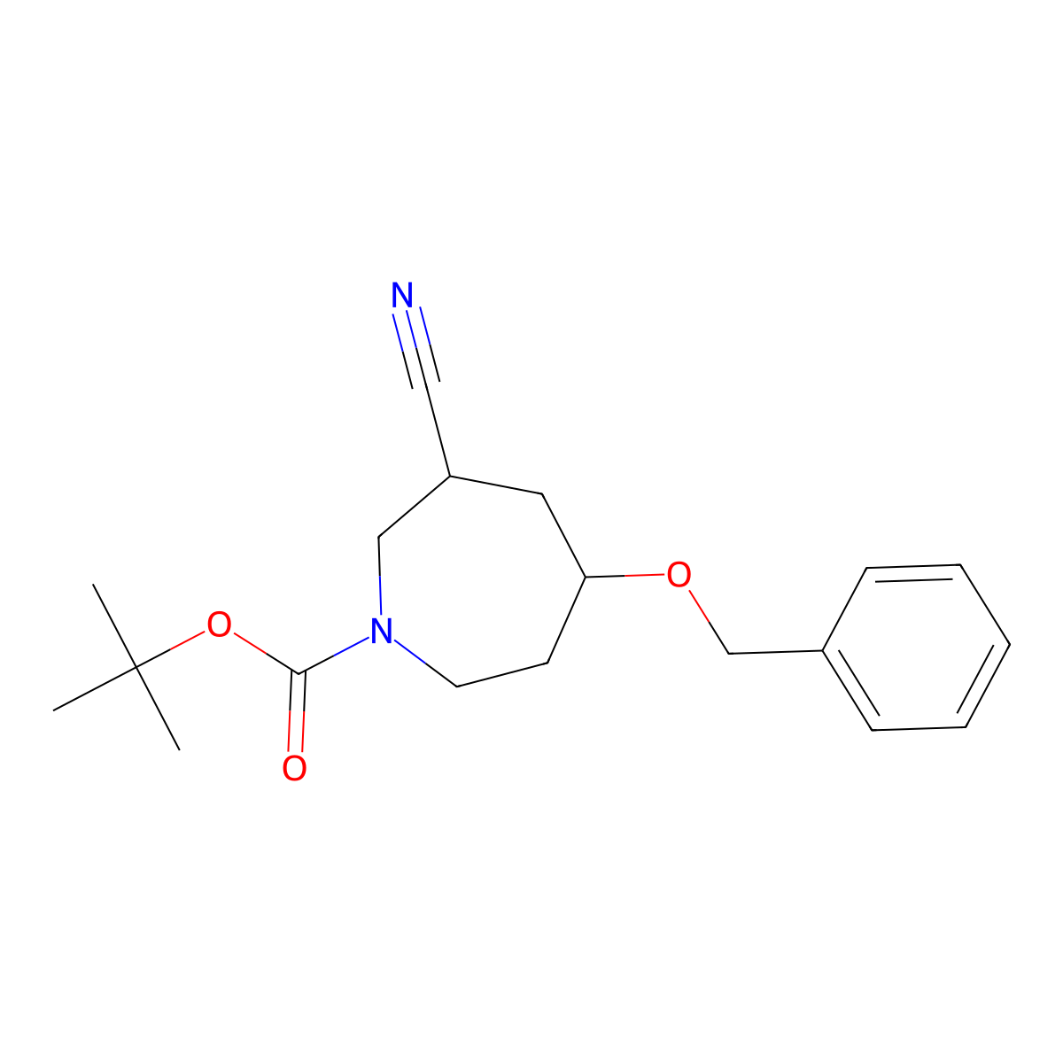 Tert-butyl 5-benzyloxy-3-cyano-azepane-1-carboxylate molecular structure, CAS 2940956-65-8