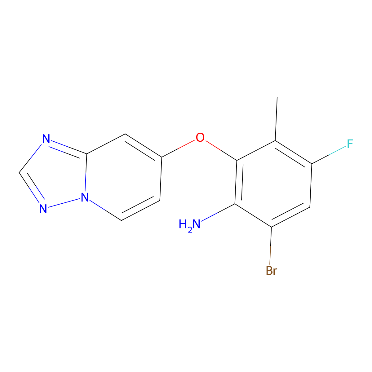 6-Bromo-4-fluoro-3-methyl-2-([1,2,4]triazolo[1,5-a]pyridin-7-yloxy)aniline molecular structure, CAS 2940956-76-1