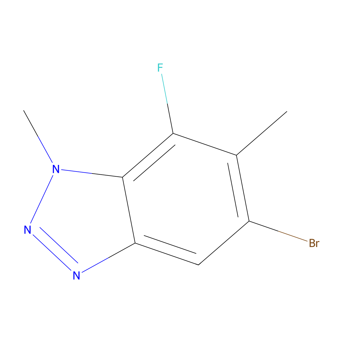 5-Bromo-7-fluoro-1,6-dimethyl-benzotriazole molecular structure, CAS 2940957-00-4