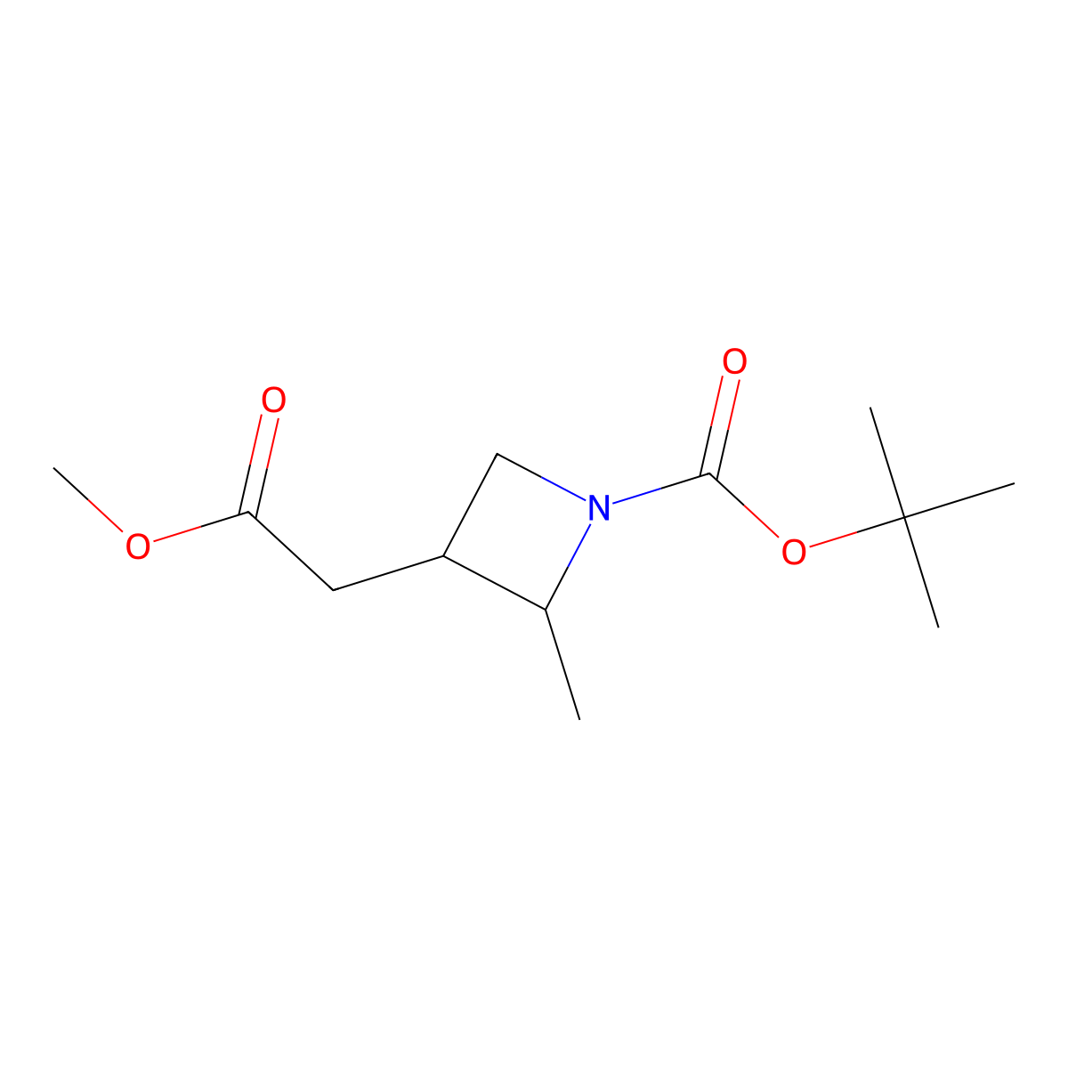 Tert-butyl 3-(2-methoxy-2-oxo-ethyl)-2-methyl-azetidine-1-carboxylate molecular structure, CAS 2940957-01-5