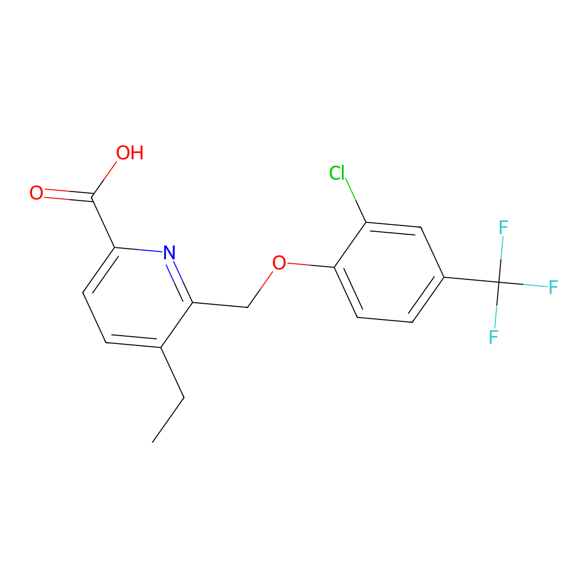 6-[[2-Chloro-4-(trifluoromethyl)phenoxy]methyl]-5-ethyl-pyridine-2-carboxylic acid molecular structure, CAS 2940957-33-3