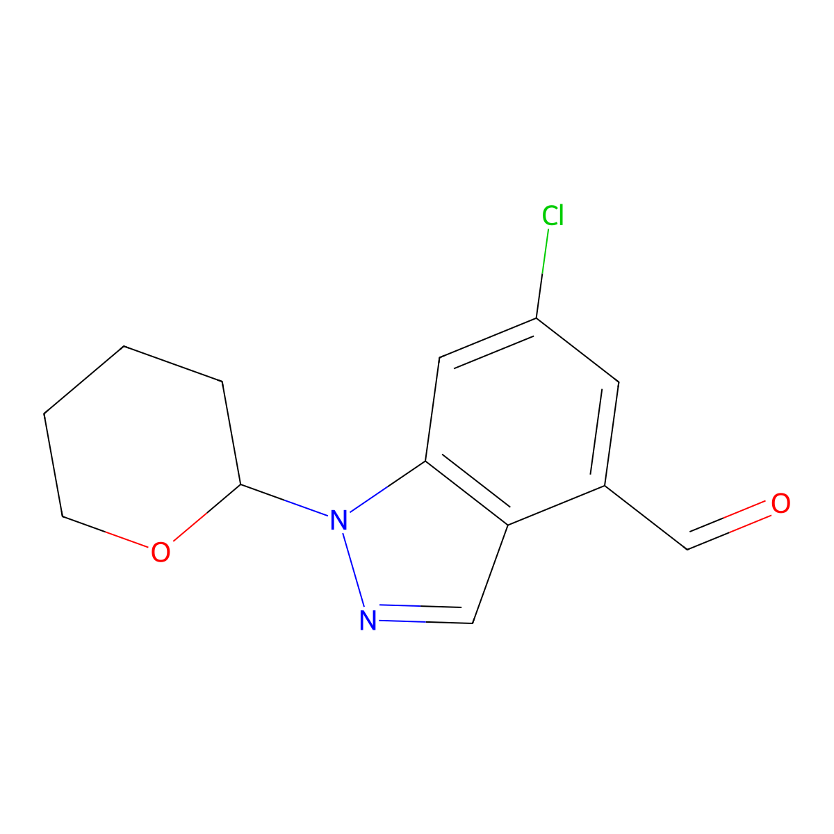 6-Chloro-1-tetrahydropyran-2-YL-indazole-4-carbaldehyde molecular structure, CAS 2940957-41-3