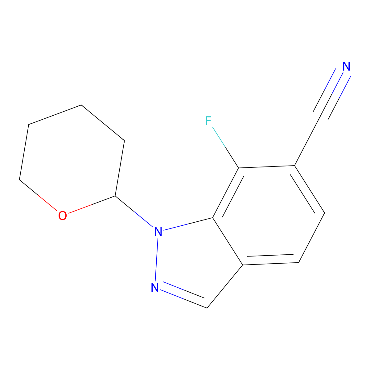 7-Fluoro-1-tetrahydropyran-2-yl-indazole-6-carbonitrile molecular structure, CAS 2940957-46-8