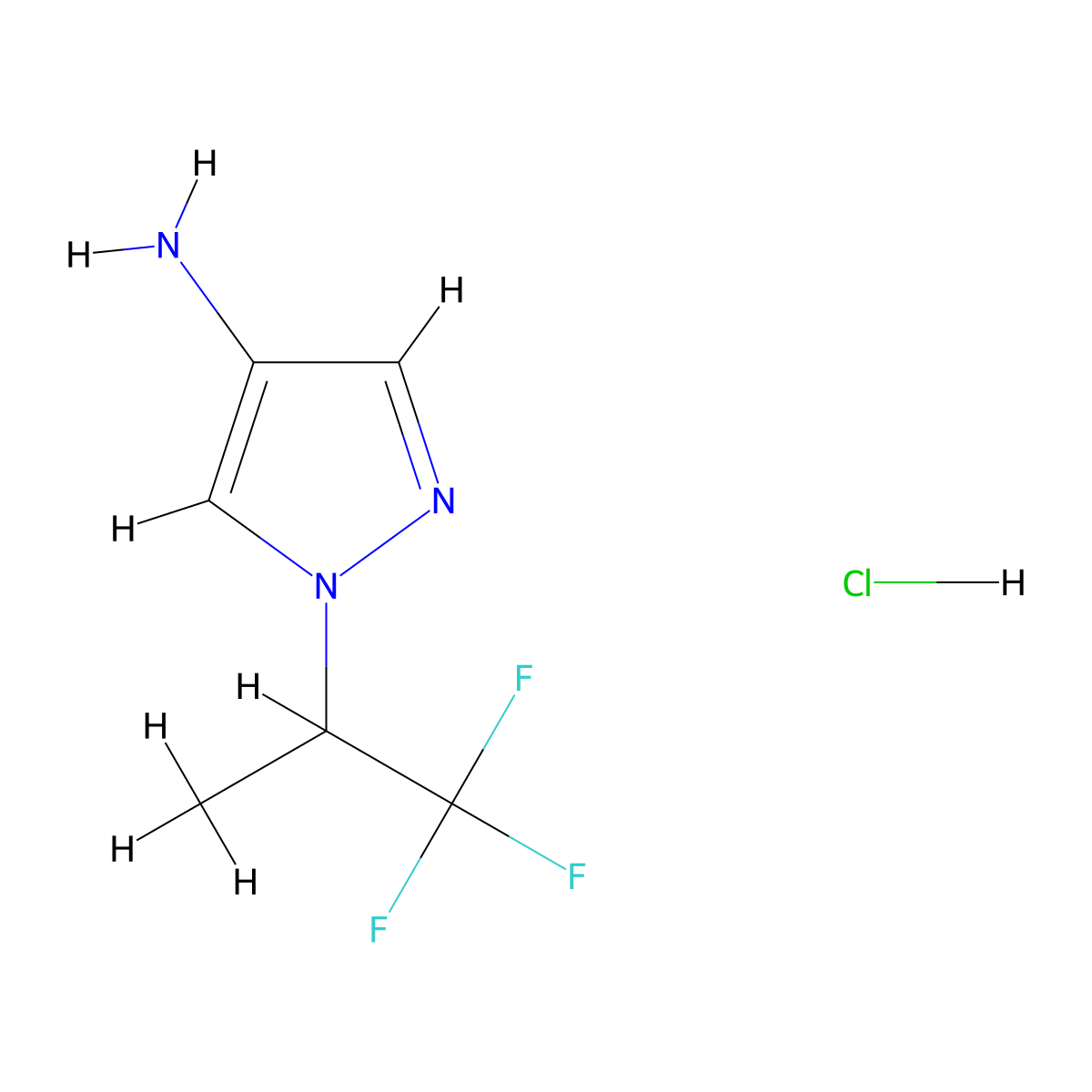 1-(2,2,2-Trifluoro-1-methyl-ethyl)pyrazol-4-amine;hydrochloride molecular structure, CAS 2940958-59-6