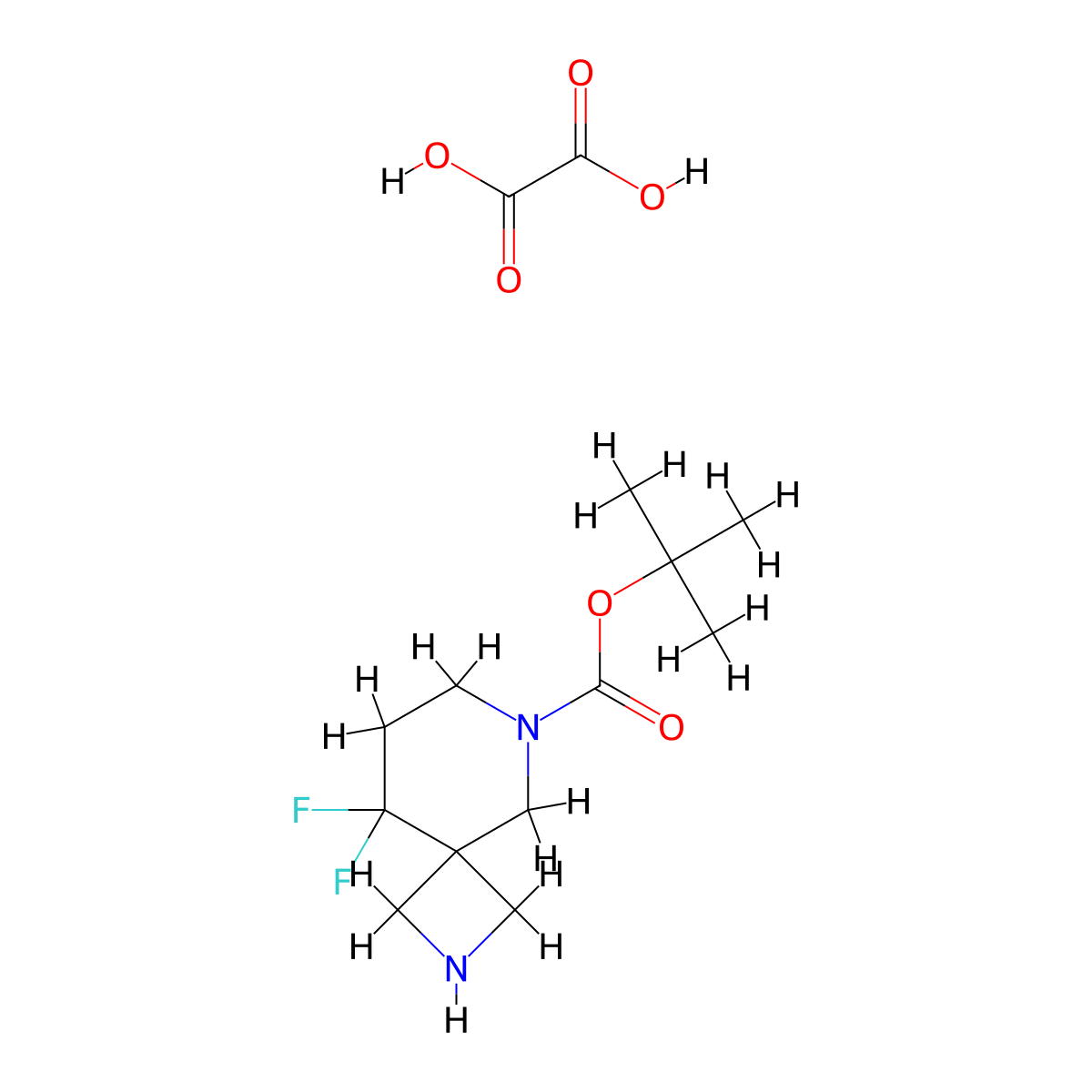 Tert-butyl 9,9-difluoro-2,6-diazaspiro[3.5]nonane-6-carboxylate;oxalic acid molecular structure, CAS 2940958-71-2