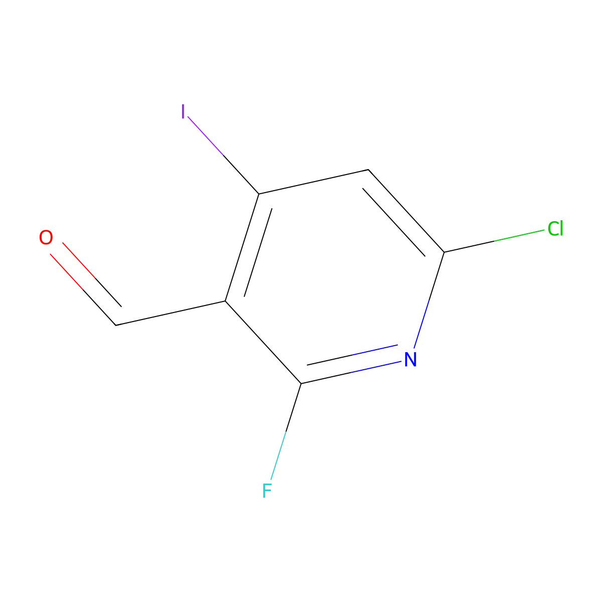 6-Chloro-2-fluoro-4-iodopyridine-3-carbaldehyde molecular structure, CAS 2940959-29-3
