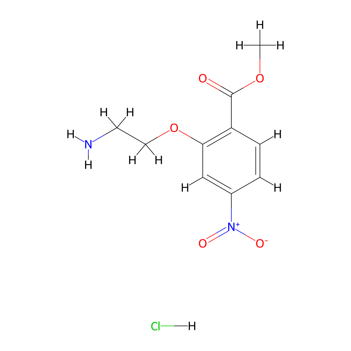 Methyl 2-(2-aminoethoxy)-4-nitro-benzoate;hydrochloride molecular structure, CAS 2940959-71-5