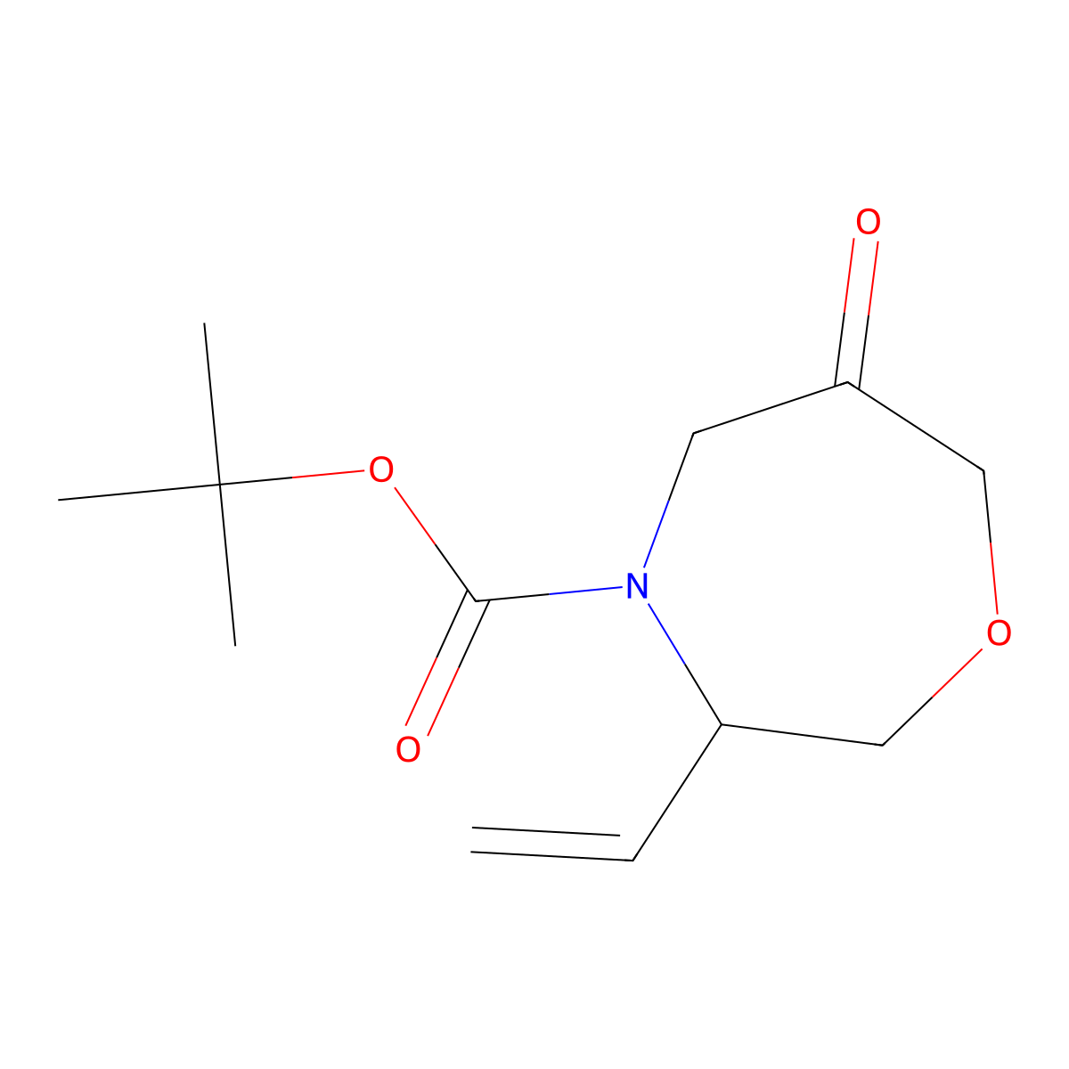 Tert-butyl 6-oxo-3-vinyl-1,4-oxazepane-4-carboxylate molecular structure, CAS 2940960-26-7