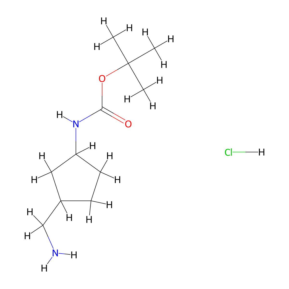 Tert-butyl N-[3-(aminomethyl)cyclopentyl]carbamate hydrochloride molecular structure, CAS 2940961-91-9
