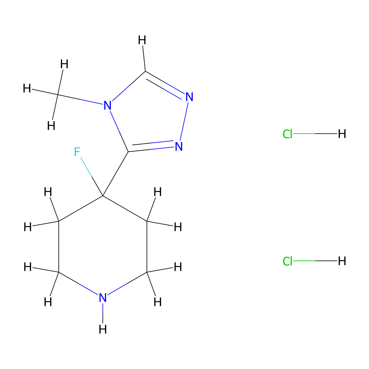 4-Fluoro-4-(4-methyl-1,2,4-triazol-3-yl)piperidine;dihydrochloride molecular structure, CAS 2940962-17-2