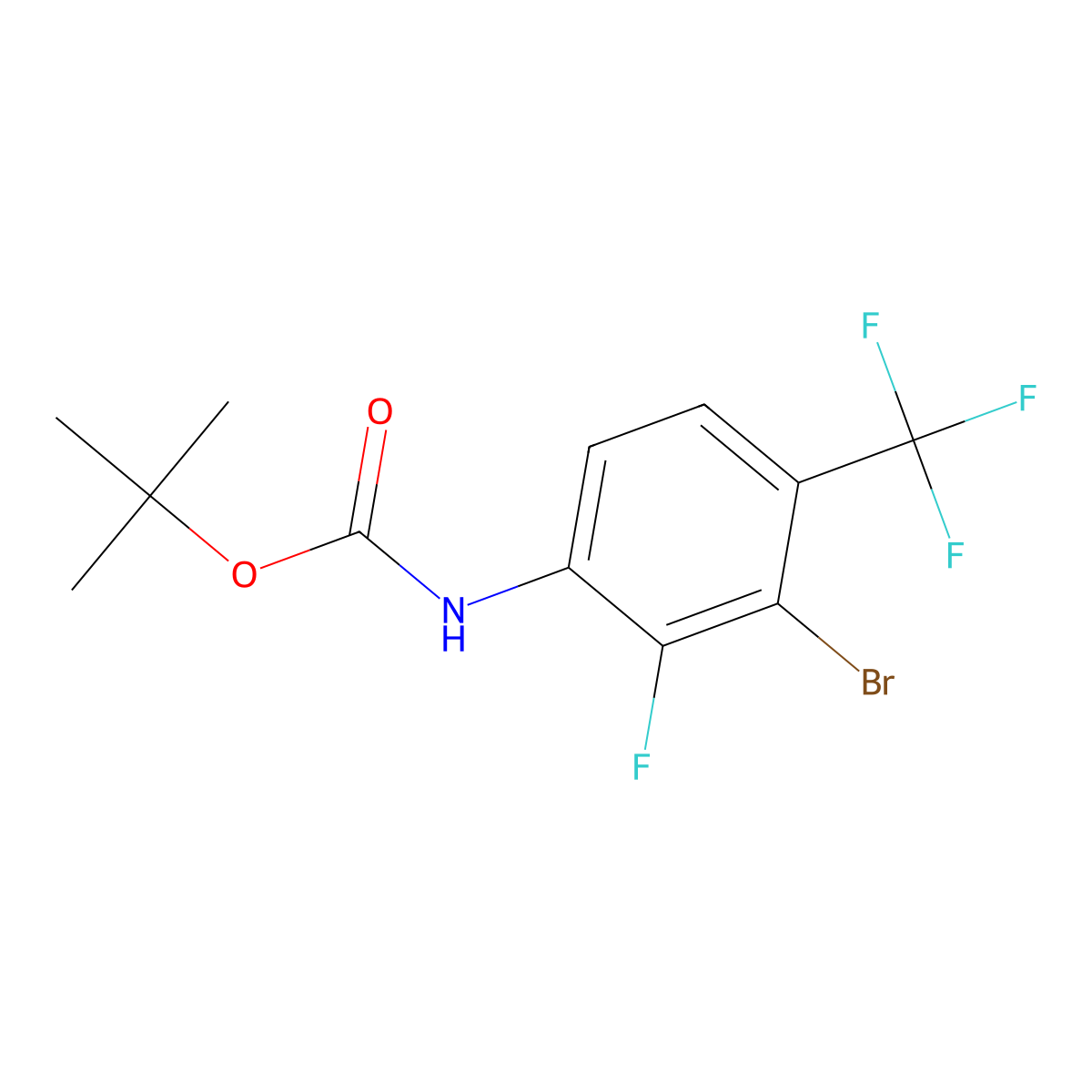 tert-butyl N-[3-bromo-2-fluoro-4-(trifluoromethyl)phenyl]carbamate molecular structure, CAS 2940962-32-1