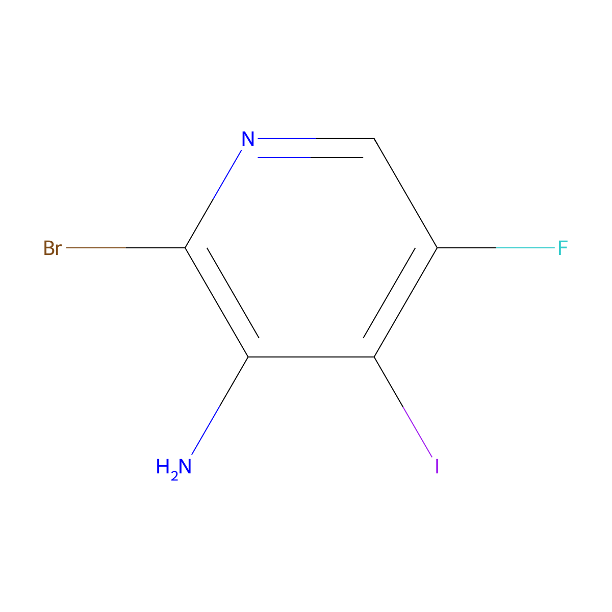2-Bromo-5-fluoro-4-iodo-pyridin-3-amine molecular structure, CAS 2940962-34-3