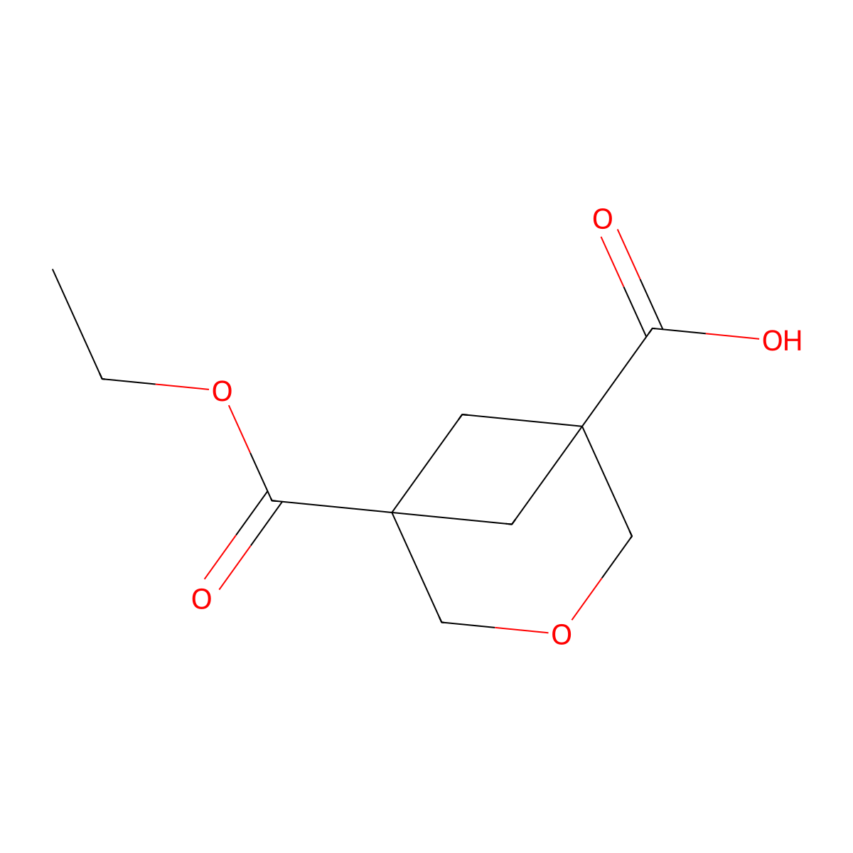 5-(Ethoxycarbonyl)-3-oxabicyclo[3.1.1]heptane-1-carboxylic acid molecular structure, CAS 2940962-71-8
