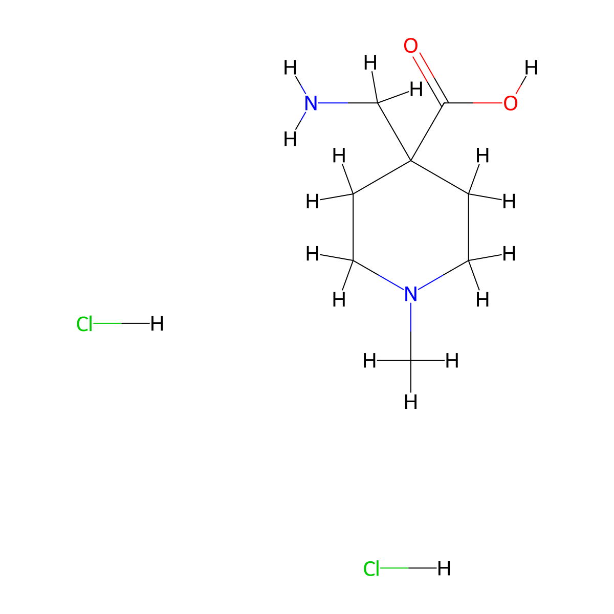 4-(Aminomethyl)-1-methyl-piperidine-4-carboxylic acid;dihydrochloride molecular structure, CAS 2940962-79-6
