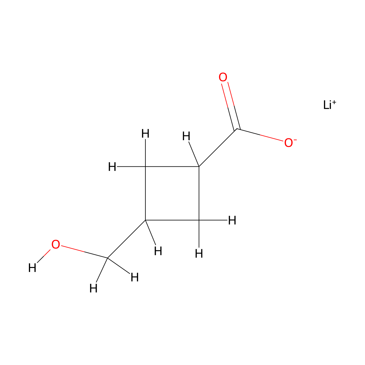 Lithium 3-(hydroxymethyl)cyclobutane-1-carboxylate molecular structure, CAS 2940963-74-4