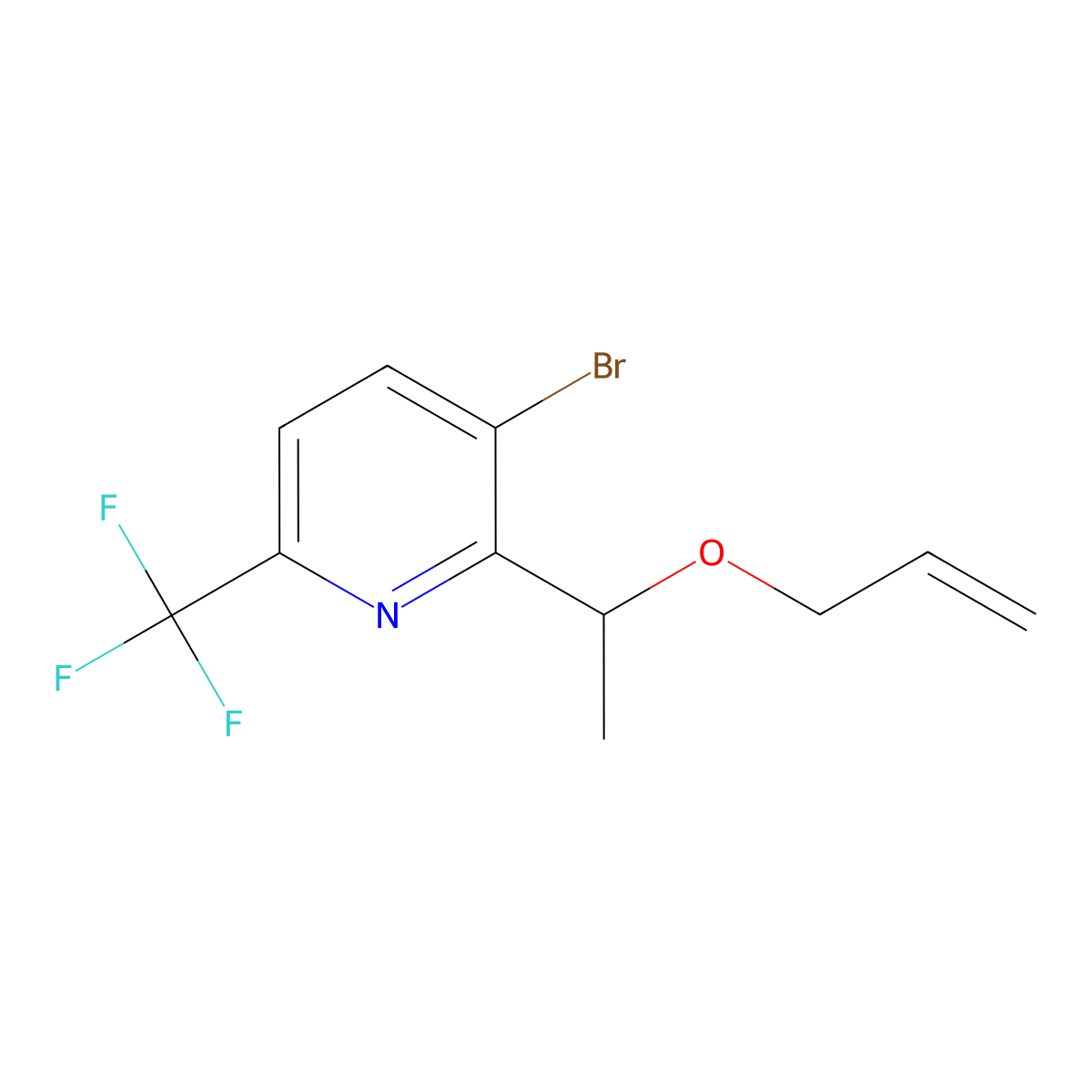 2-(1-Allyloxyethyl)-3-bromo-6-(trifluoromethyl)pyridine molecular structure, CAS 2940963-90-4