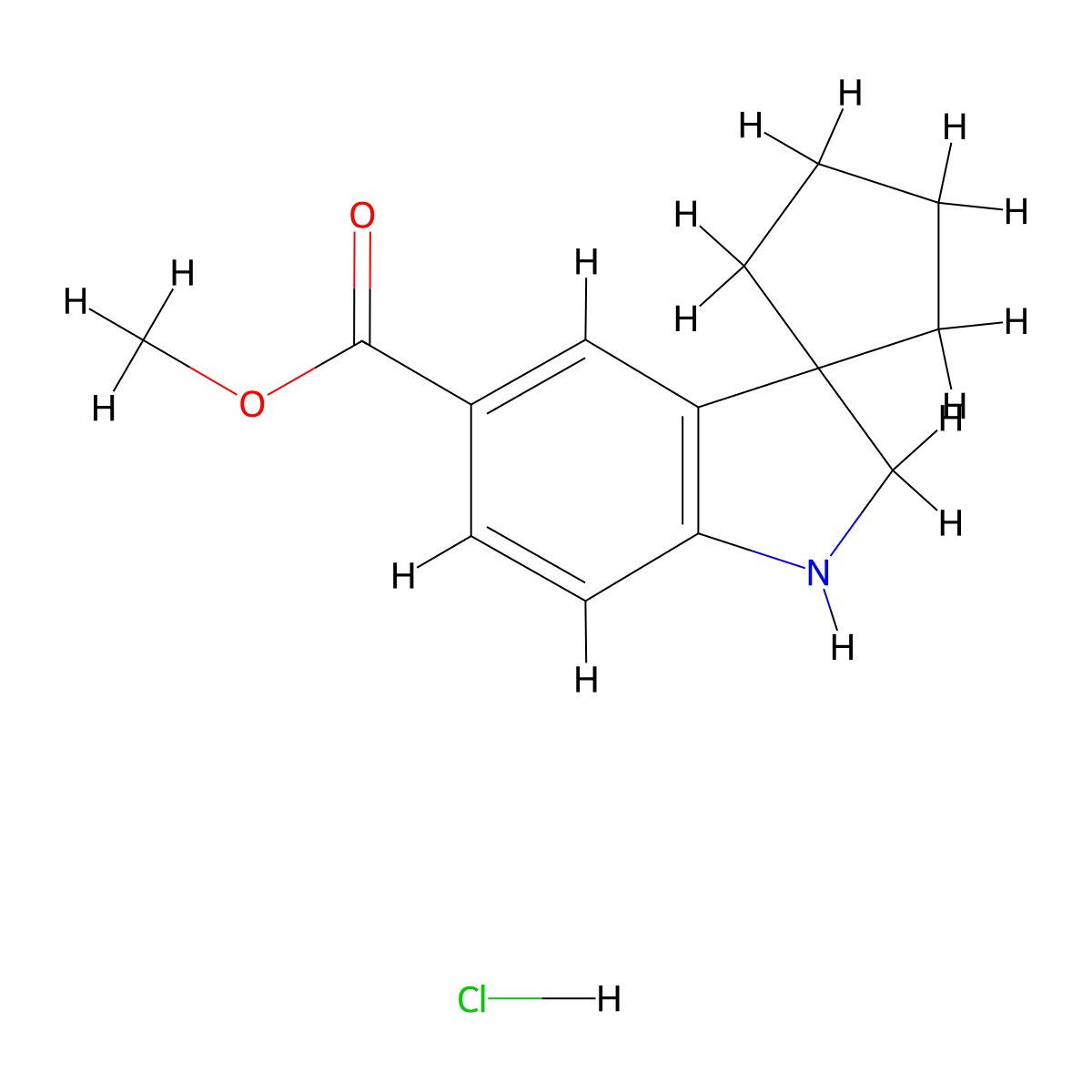 Methyl spiro[cyclopentane-1,3'-indoline]-5'-carboxylate hydrochloride molecular structure, CAS 2940964-09-8
